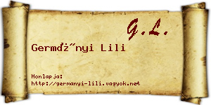 Germányi Lili névjegykártya